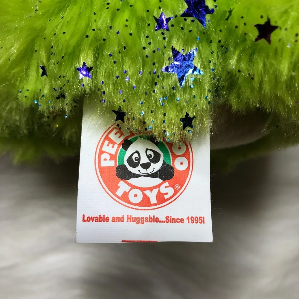 3/$20 PEEK-A-BOO TOYS Metallic Multicolored Star Dragon Plush Green EUC